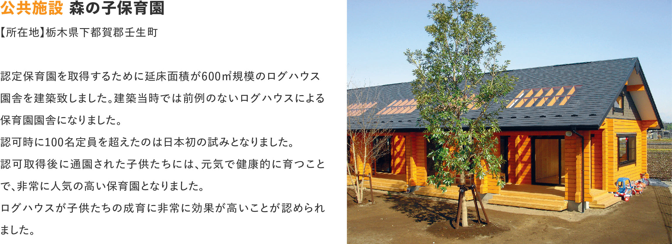 ログハウスのビックボックス,森の子保育園