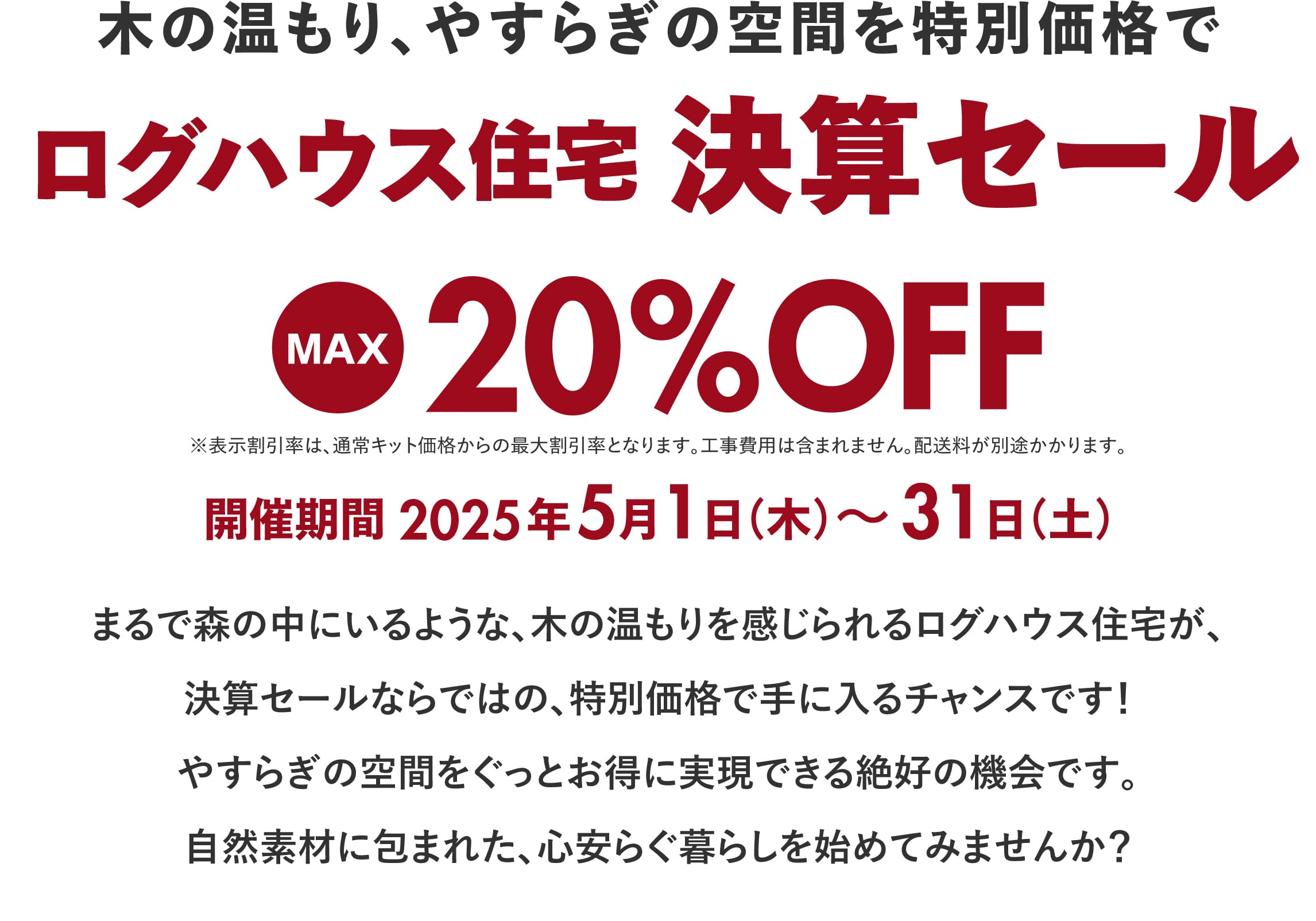 ログハウス,ビックボックスキャンペーン