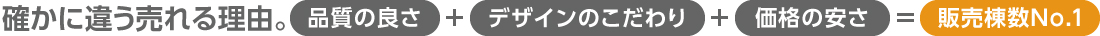 確かに違う売れる理由。品質の良さ+デザインのこだわり+価格の安さ 販売棟数No.1