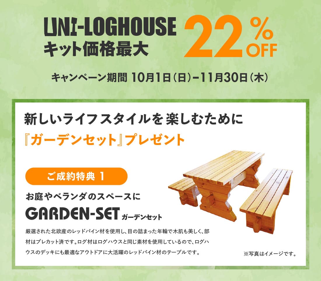 ユニログハウスキャンペーン特典