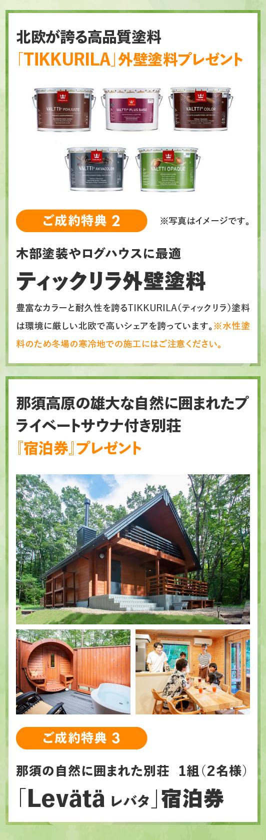 ユニログハウスキャンペーン特典