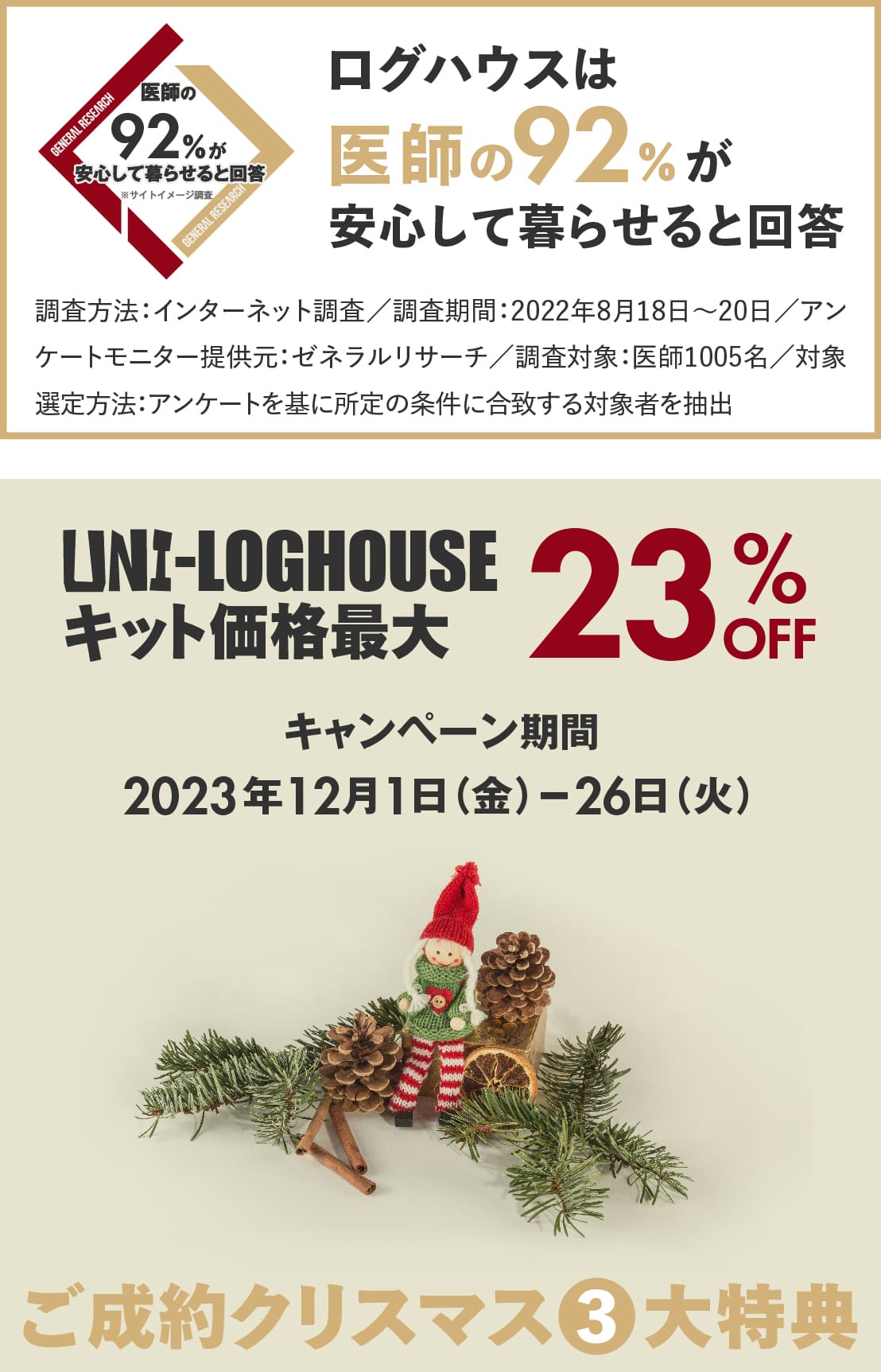 ユニログハウスキャンペーン特典