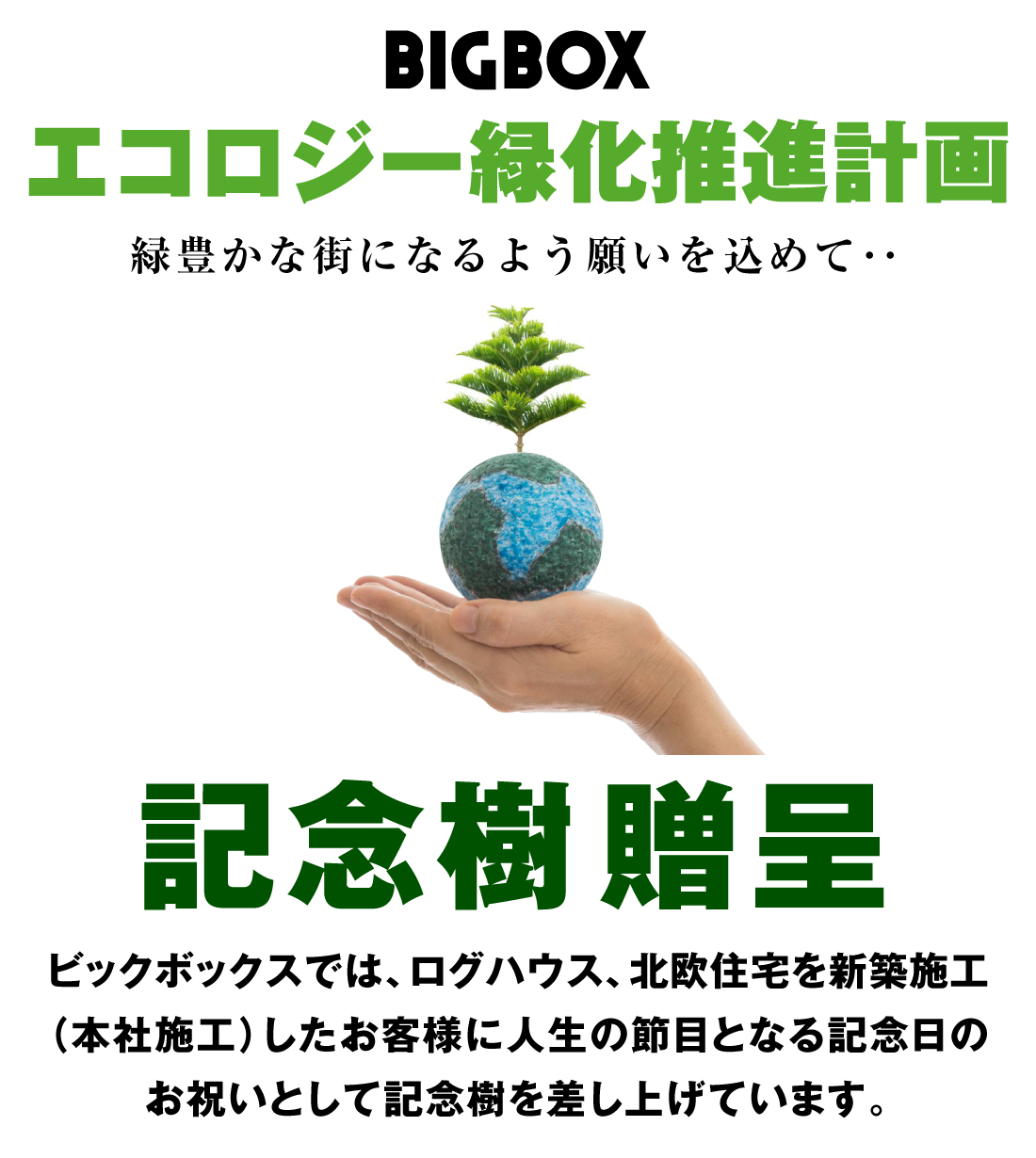 ログハウス新築完成時にお客様に記念樹を贈呈