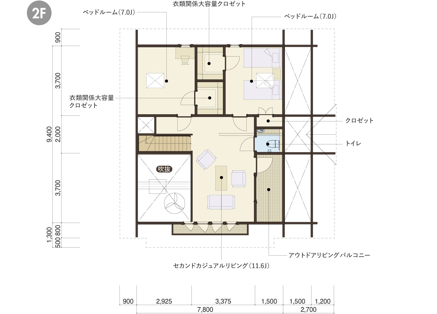 ELOKUVAの２階平面図