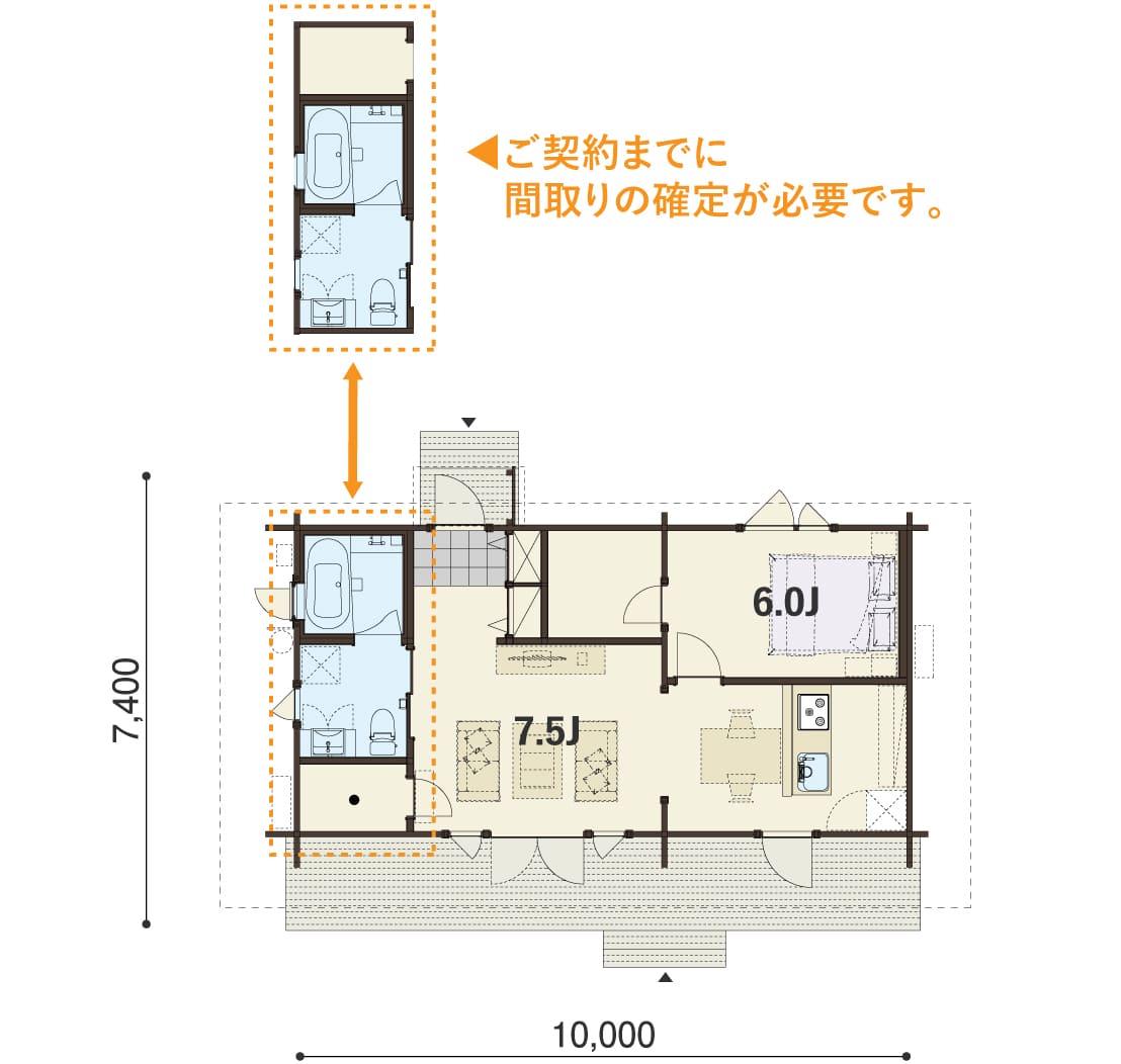 NORTH-S Onestoryの１階平面図