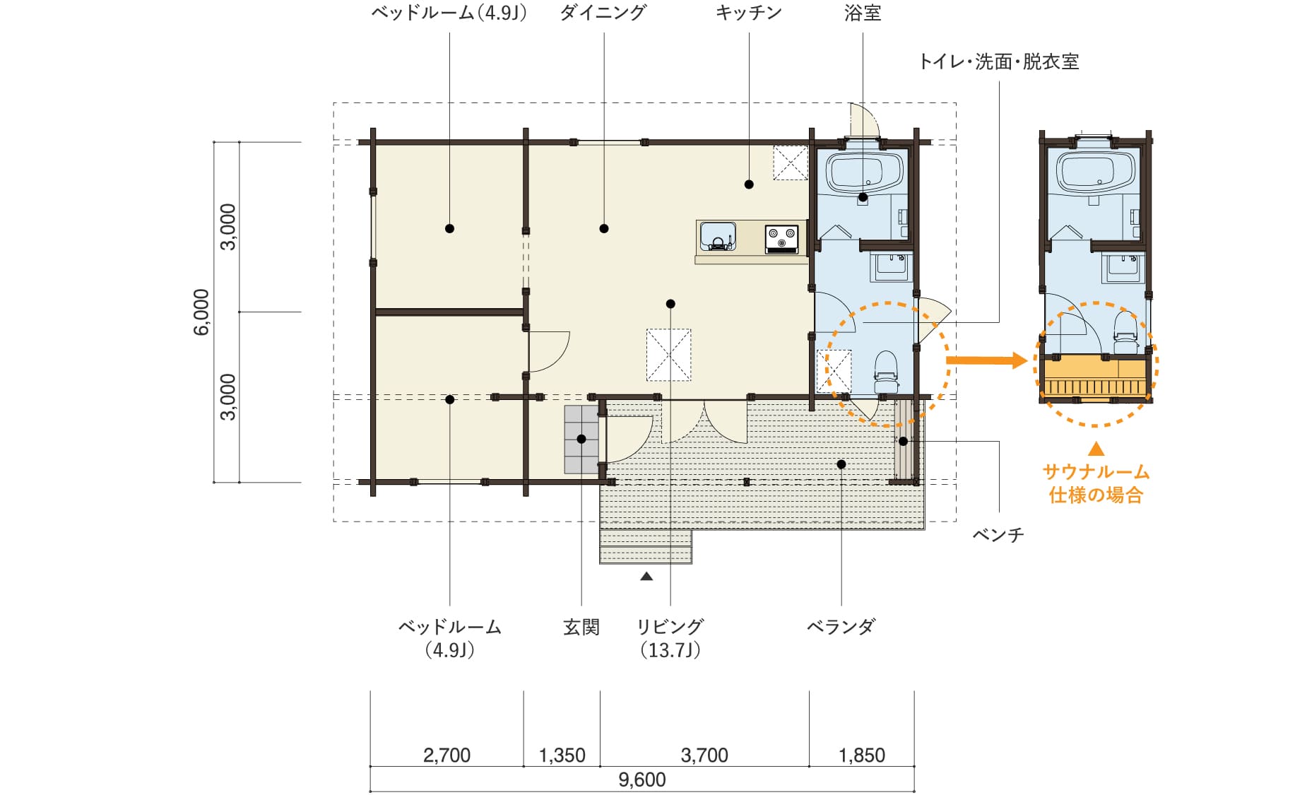 RAUHAの１階平面図