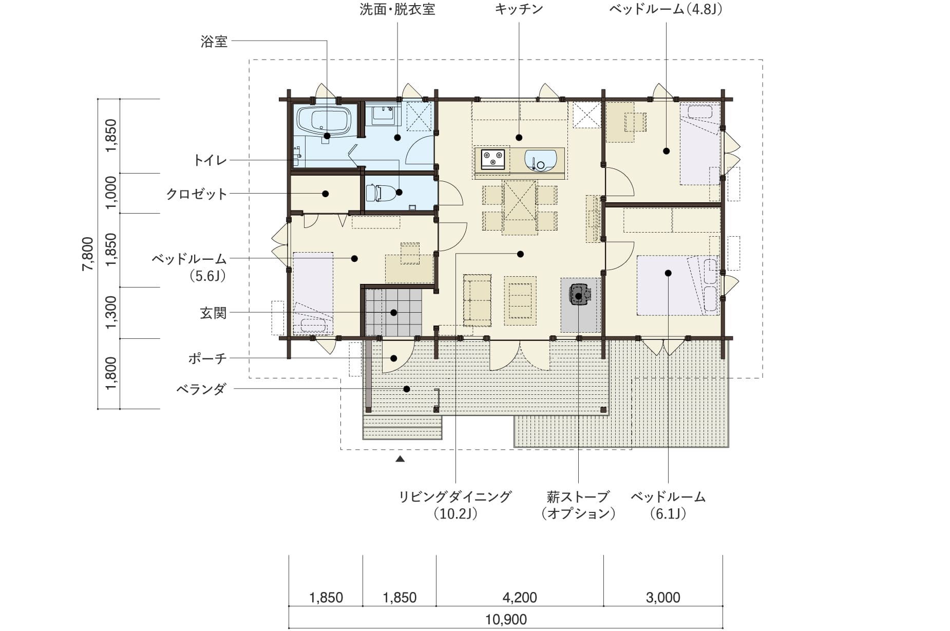 SOUTH ONESTORYの１階平面図