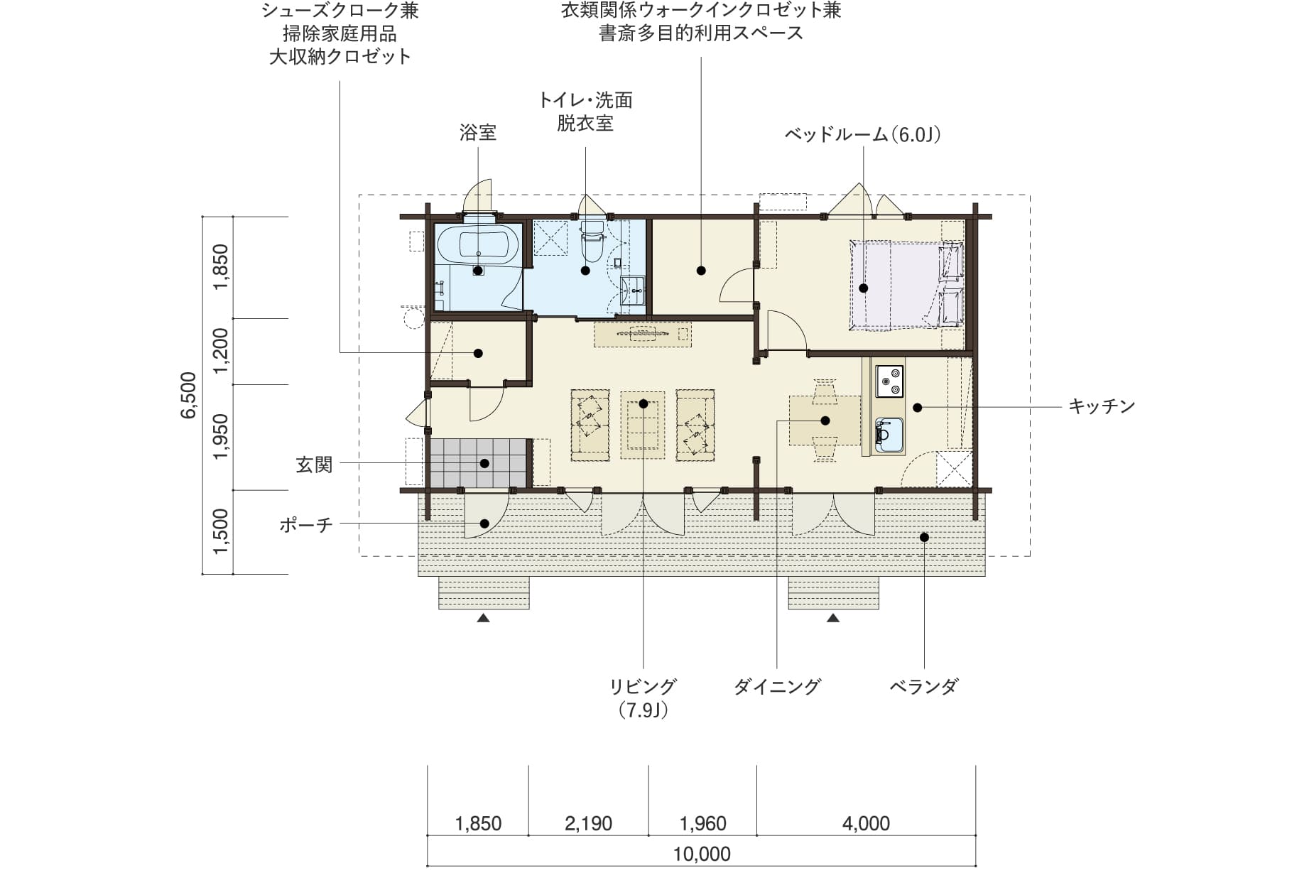 SOUTH-S Onestory(TEST)の１階平面図